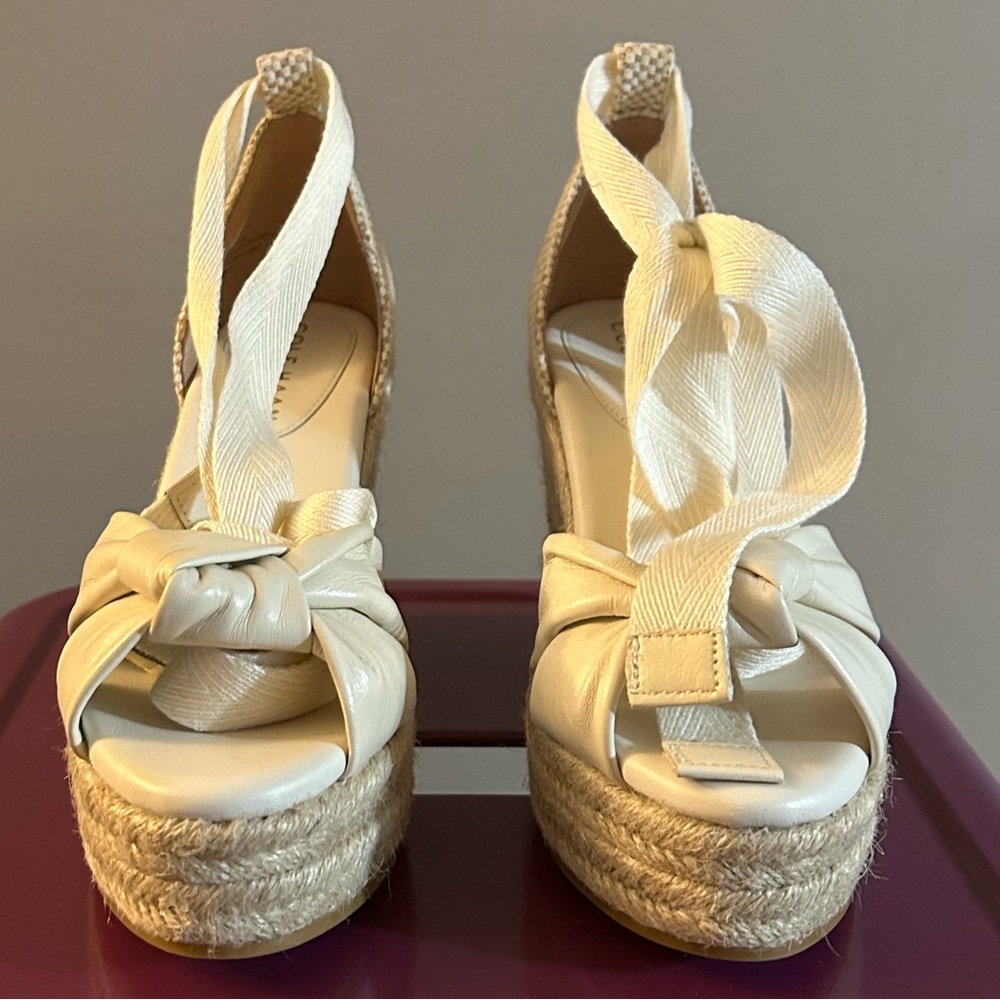 Cole Haan Cloudfeel Hampton Wedge Jute Heel Leather Sandals - Picture 7 of 16
